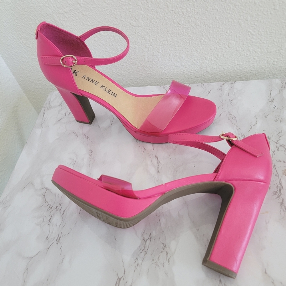 Anne Klein Fuchsia Block Heel Sandals
